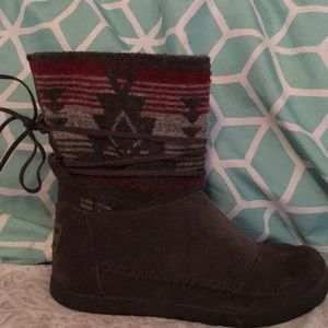 Toms Grey Suede Jacquard Womens Nepal Boots